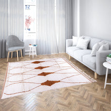 Load image into Gallery viewer, Minimalist Moroccan Wool Rug with Organic Brown Motifs