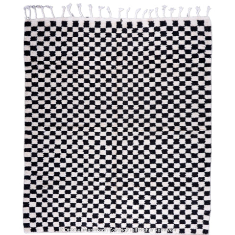 Black and White Checkered Berber Rug